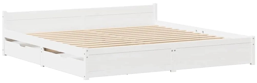 Cama sem colchão 140x190 cm madeira de pinho maciça branco
