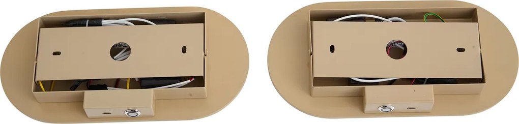 Conjunto de 2 Candeeiros de Parede Retro Taupe Incl. LED Regulável em 3 Níveis e USB-C - Lila