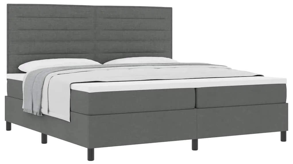 Cama Box com Colchão Cinza Escuro 200x200 cm Tecido