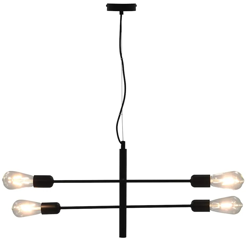 Candeeiro teto c/ lâmpadas incandescência 2 W preto E27