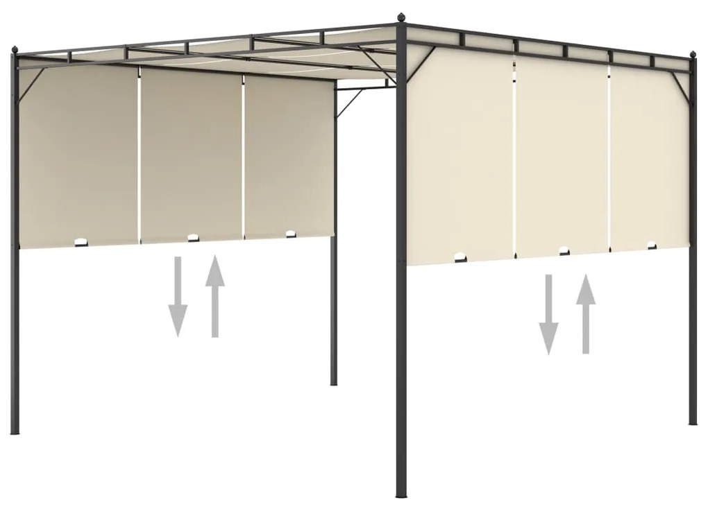 Gazebo de jardim com cortina lateral 3x3x2,25m cor creme