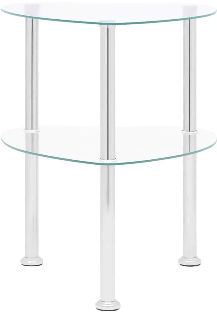 Mesa de apoio c/ duas prateleiras 38x38x50cm vidro transparente
