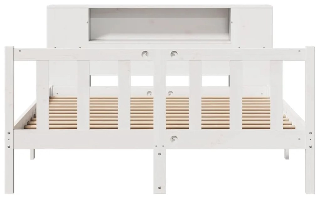 Cama com estante sem colchão 120x190 cm pinho maciço branco