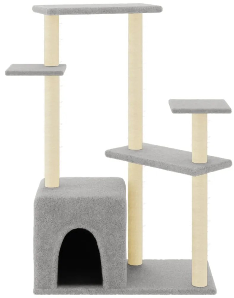 Árvore p/ gatos c/ arranhadores sisal 107,5 cm cinza-claro