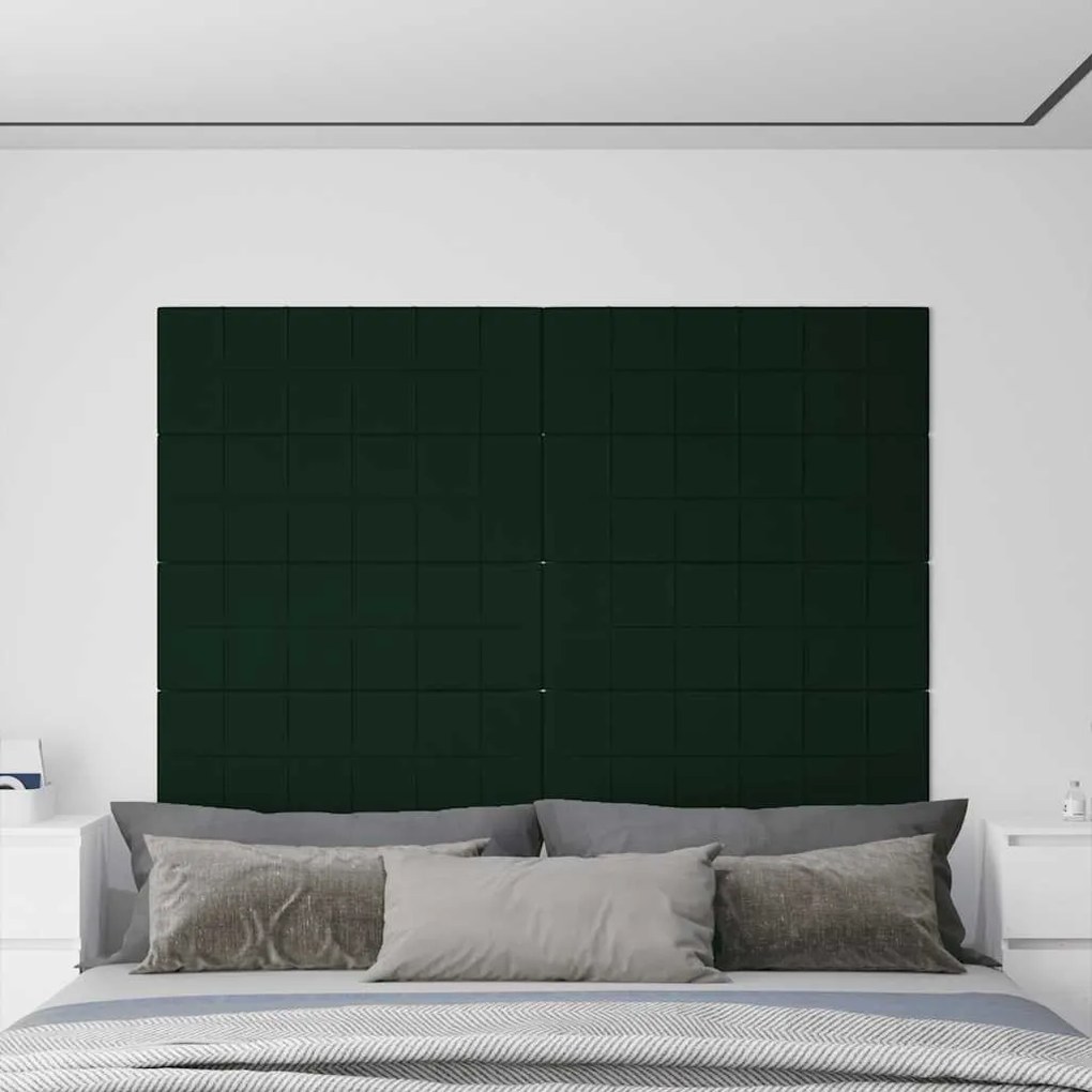 vidaXL Painel de parede 12 pcs 90x30 cm veludo 3,24 m² verde-escuro