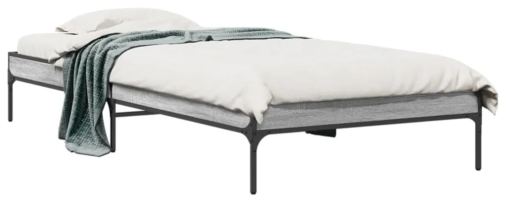 Estrutura cama 100x200 cm derivados madeira/metal cinza sonoma