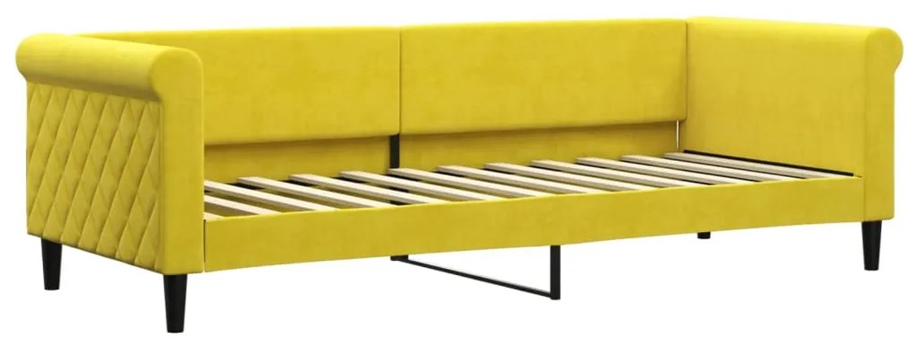 Sofá-cama com gavetão e gavetas 80x200 cm veludo amarelo