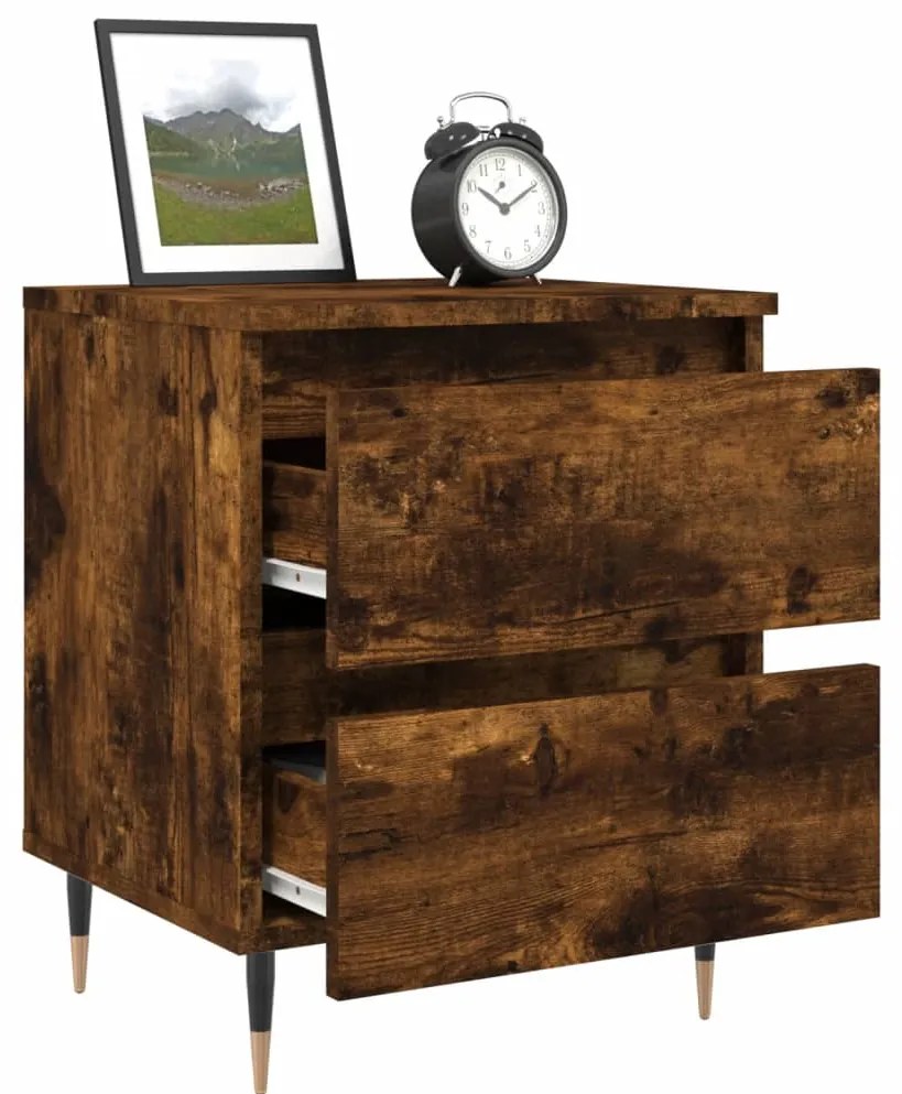 Mesa de cabeceira 40x35x50 cm derivados madeira carvalho fumado