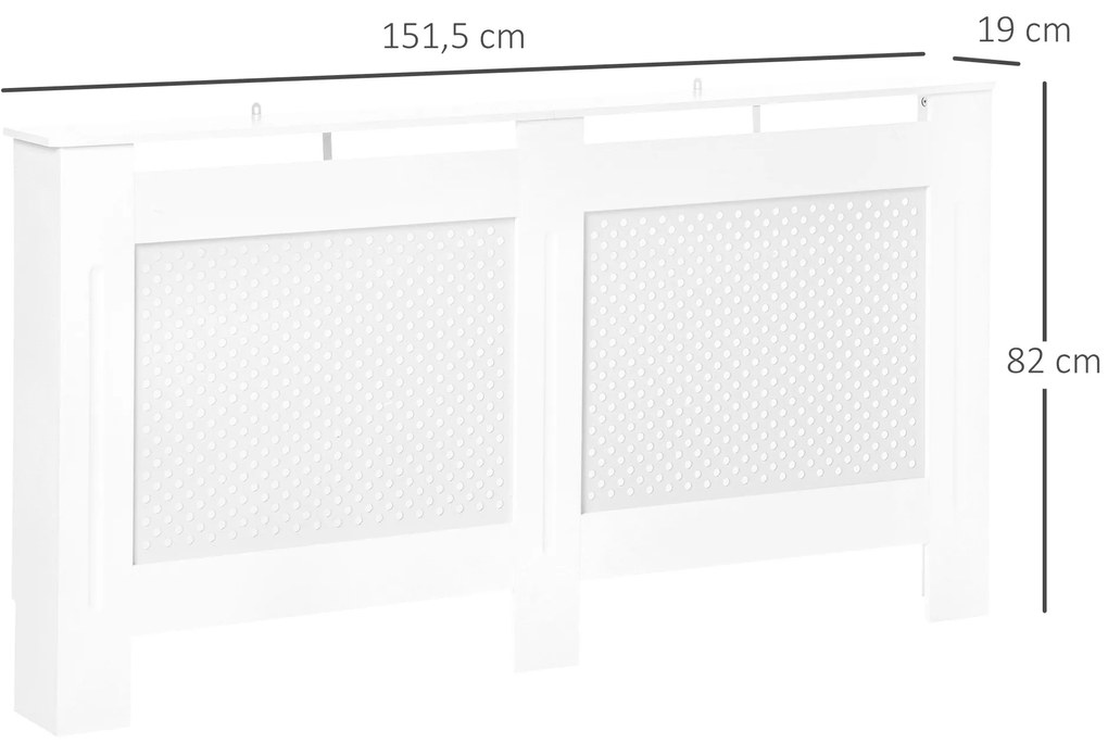 Cobertura para Radiador em MDF com Ripas e Prateleira Superior 151,5x19x82 cm Branco
