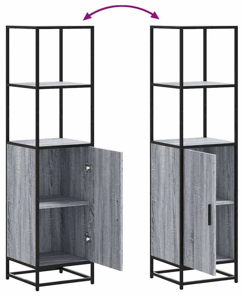Armário alto 35,5x35x139 cm madeira e metal cinza sonoma