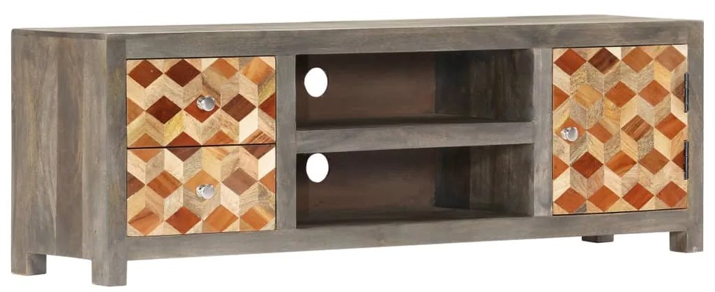 Móvel de TV 120x30x40 cm madeira de mangueira maciça cinzento