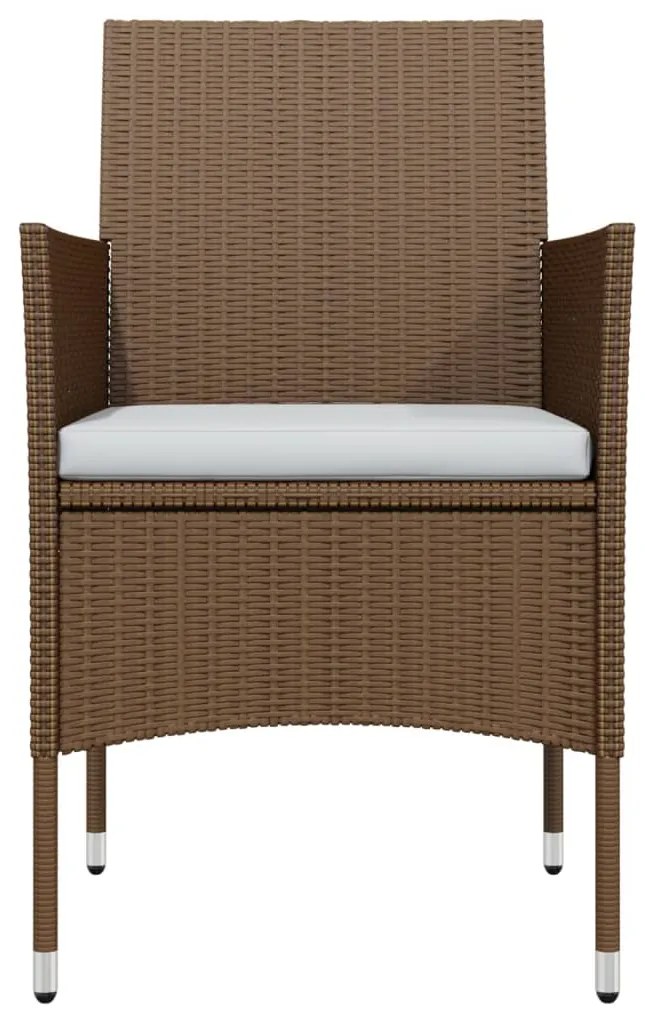 7 pcs conj. de jantar para jardim com almofadões castanho/preto