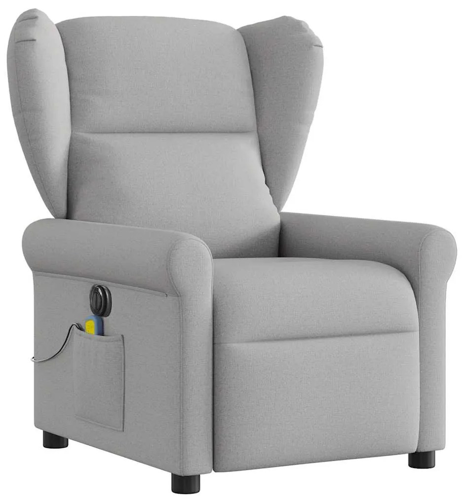Poltrona massagens reclinável elétrica tecido cinzento-nublado
