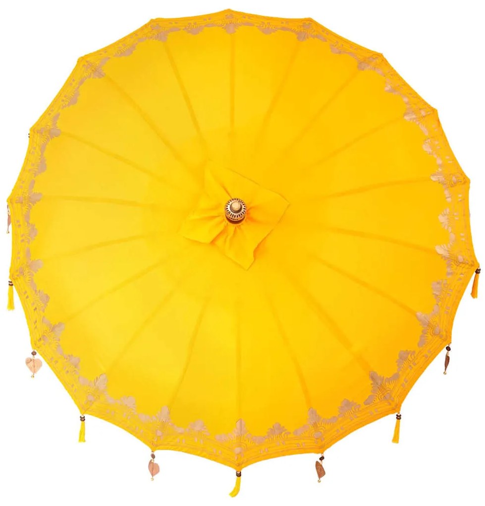 Guarda-sol Outros Manual Amarelo x 250 cm Algodão e madeira