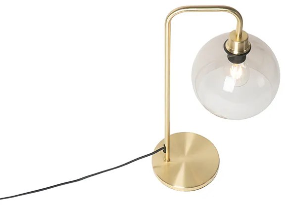 Candeeiro de mesa moderno em latão com cúpula fumê - Maly Art Deco,Moderno