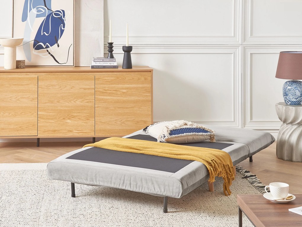 Sofá-cama em veludo cinzento claro SETTEN Beliani