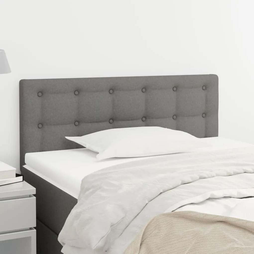 346417 vidaXL Cabeceira de cama tecido 90x5x78/88 cm cinzento-escuro