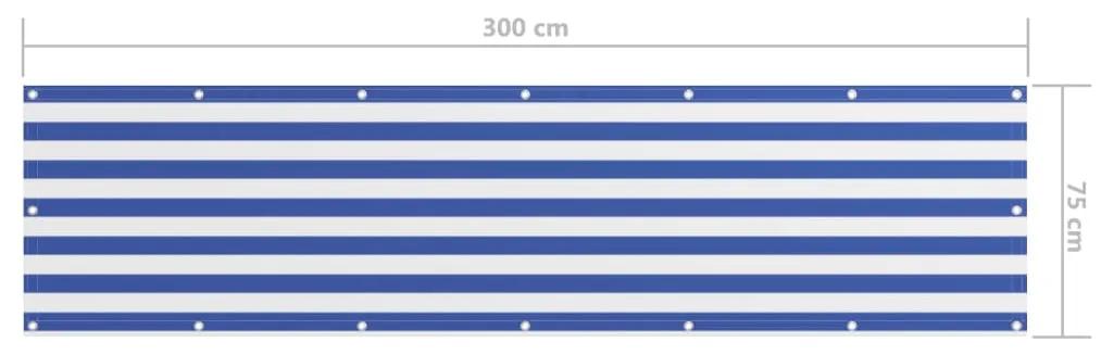 Tela de varanda 75x300 cm tecido Oxford branco e azul