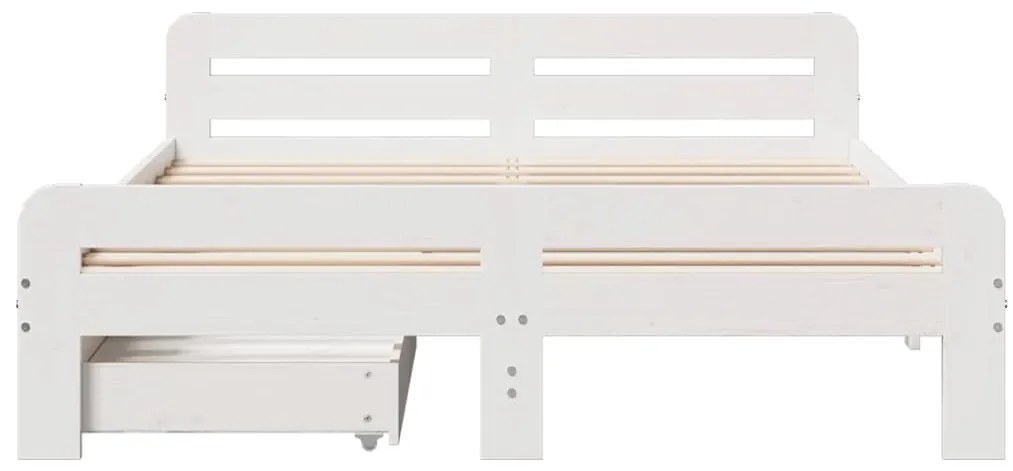 Cama sem colchão 140x190 cm madeira de pinho maciça branco