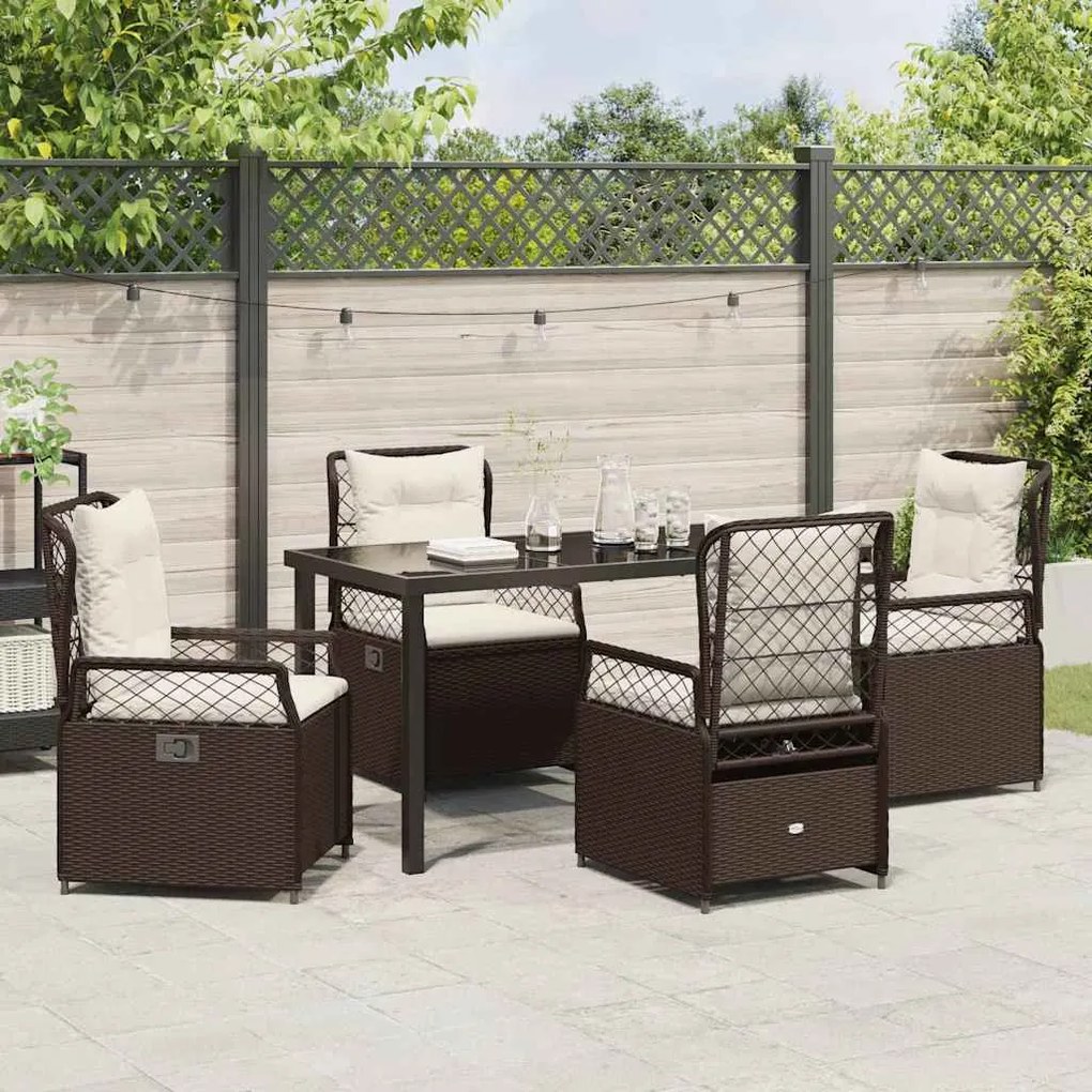 Conjunto de Jantar de Jardim 5 Peças em Rattan Sintético Castanho