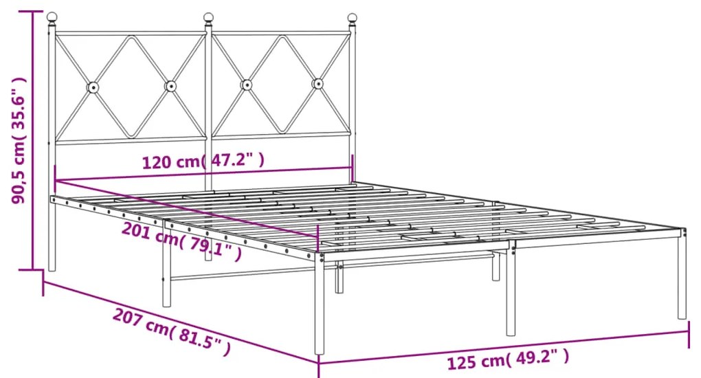 Estrutura de cama com cabeceira 120x200 cm metal branco