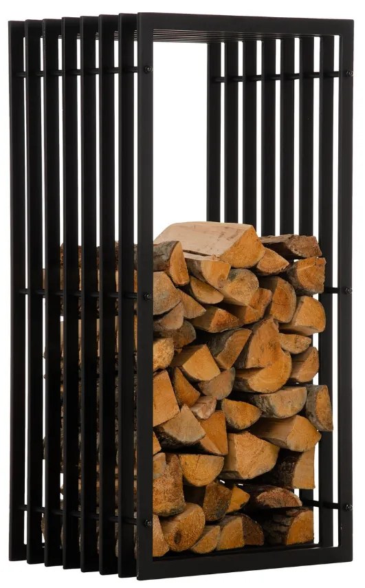 Suporte para lenha Irving em aço inoxidável 50 x 100 x 40 cm Preto