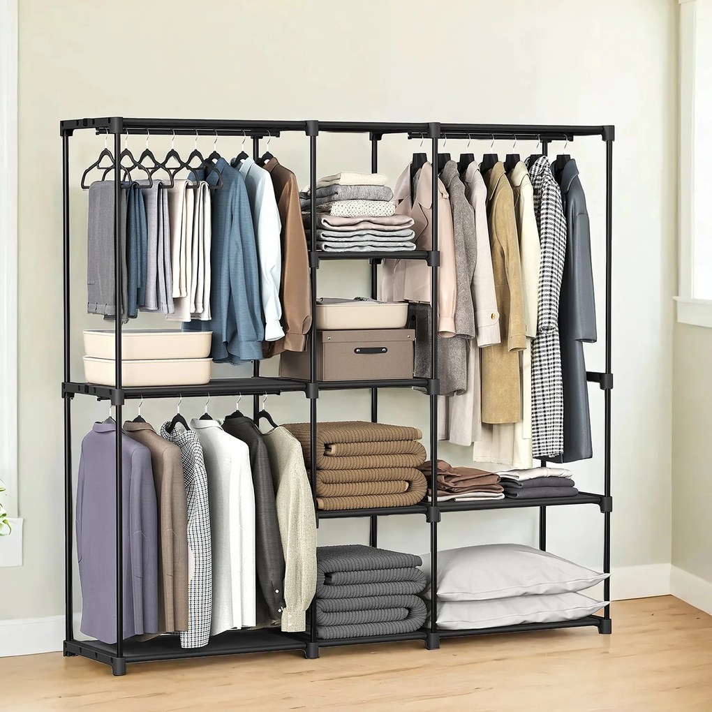 Guarda-roupa aberto 43 x 182 x 182 cm preto
