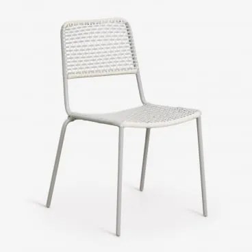 Cadeira De Jardim Empilhável Em Aço E Vime Sintético Veyra Verde Cáqui - Sklum