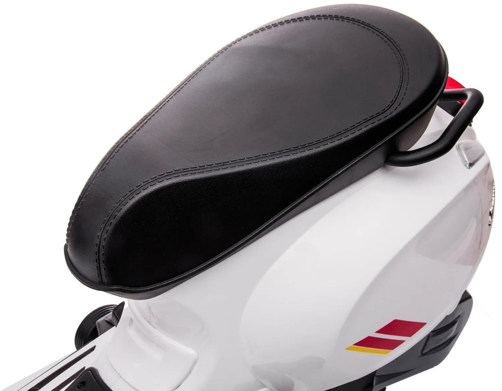 Vespa Sprint eletrica para crianças 12V, scooter elétrica de 12 volts com música Branca