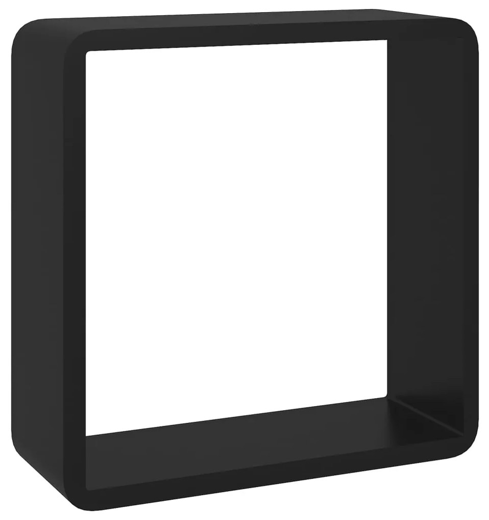 Prateleiras de parede em forma de cubo 3 pcs MDF preto