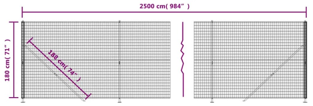 Cerca de malha de arame com flange 1,8x25 m verde