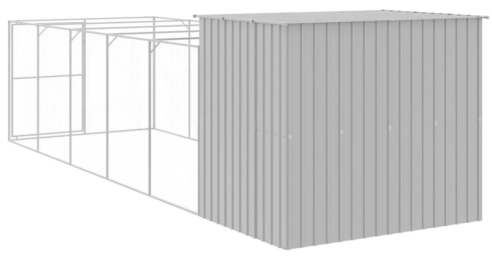 Casota cães c/ parque 214x661x181 cm aço galvaniz. cinza-claro