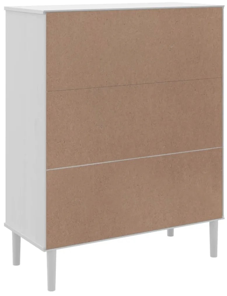 Móvel alto SENJA aspeto vime 90x40x112 cm pinho maciço branco