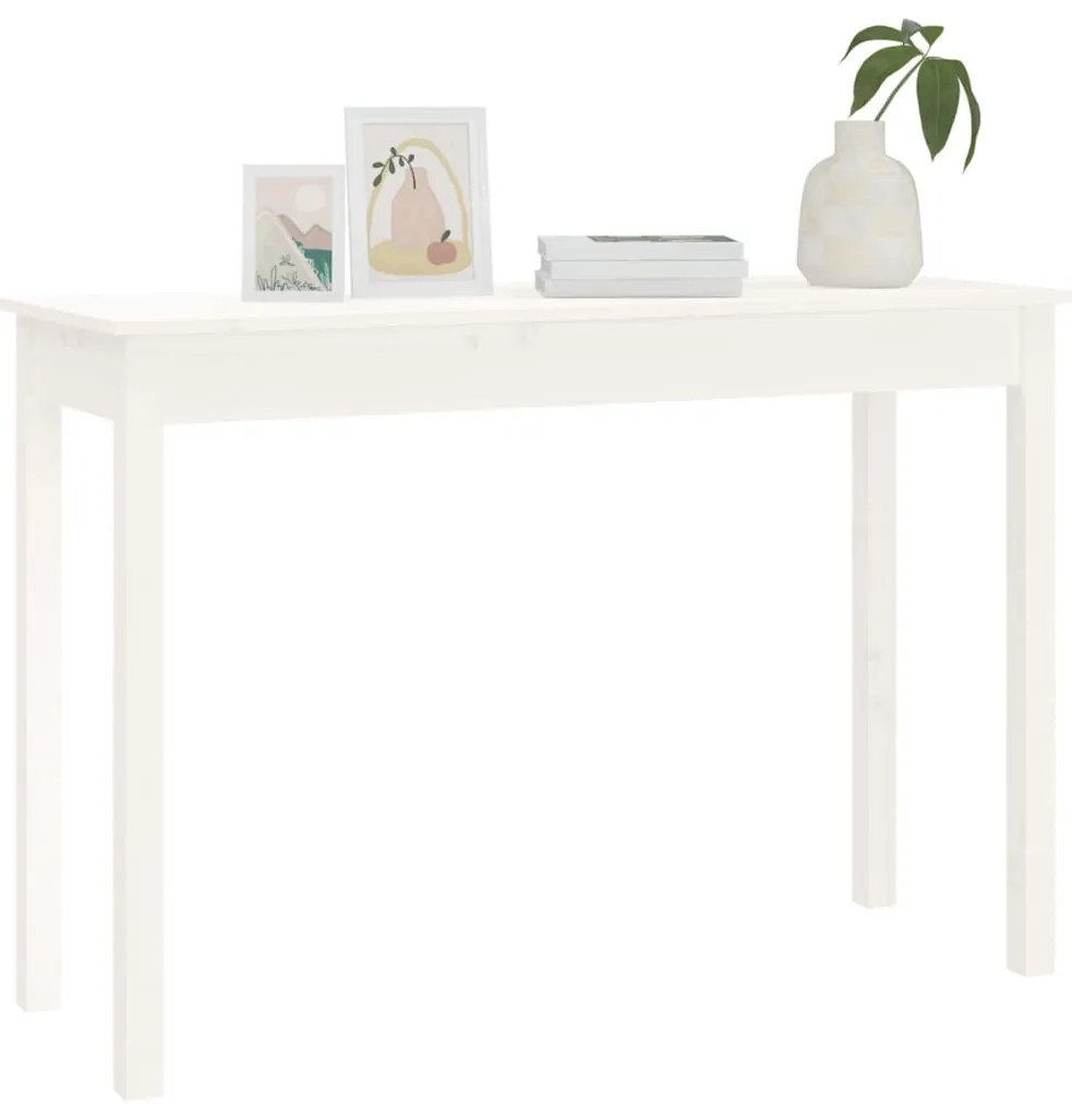 Mesa consola 110x40x75 cm madeira de pinho maciça branco