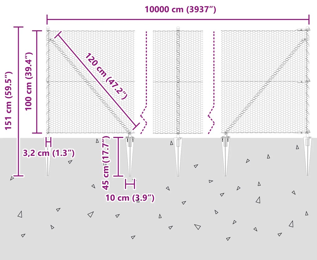 Cerca Hexagonal vidaXL 1x100 m Aço Galvanizado