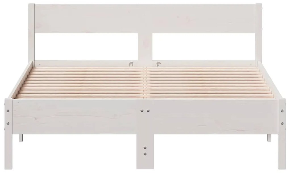 Cama sem colchão 140x200 cm madeira de pinho maciça branco