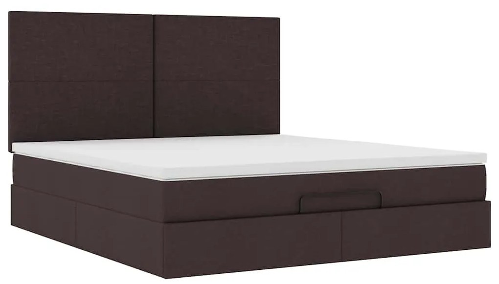 Estrutura de cama otomana com colchão 180x200cm castanho escuro