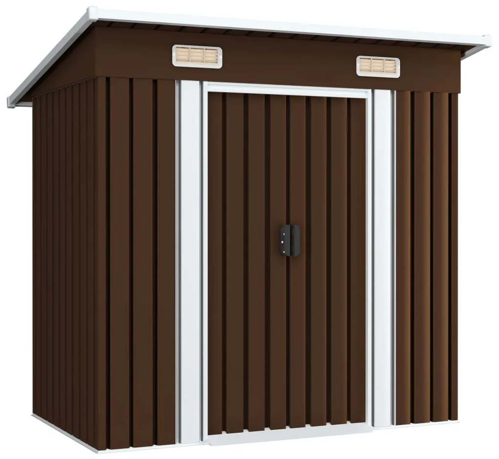 47027 vidaXL Abrigo de jardim 194x121x181 cm aço castanho