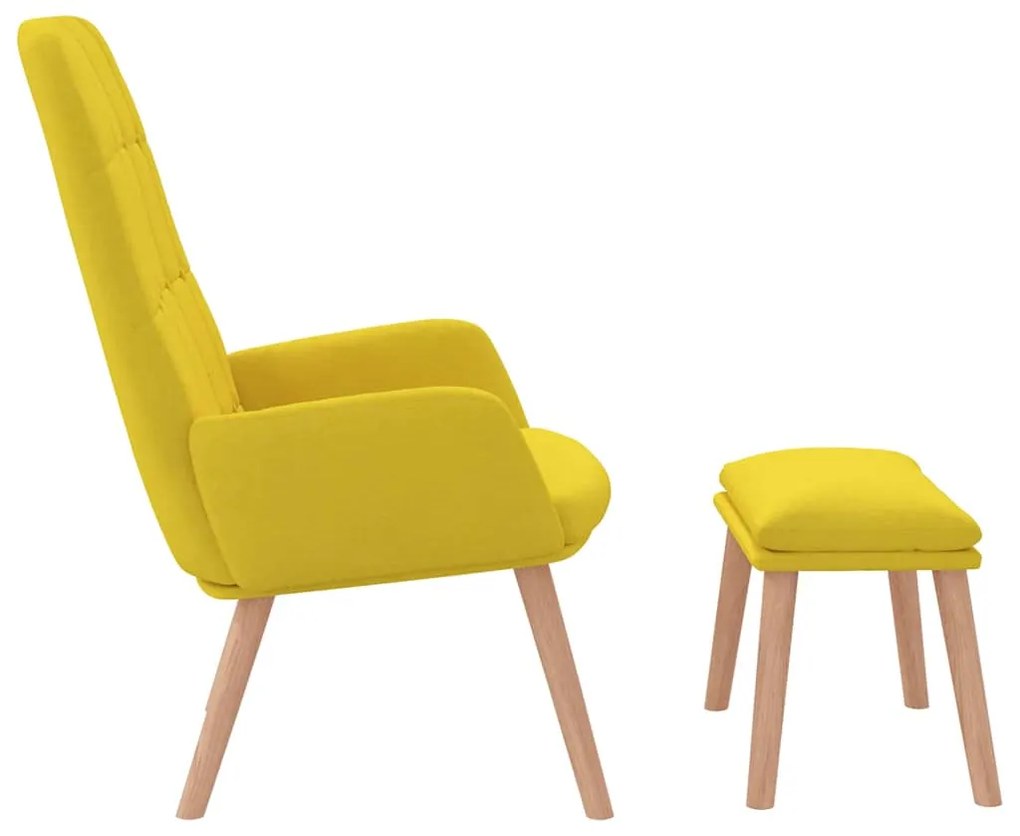Cadeira de descanso com apoio de pés tecido amarelo-claro