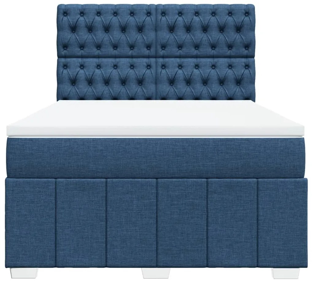 Cama com molas/colchão 160x200 cm tecido azul