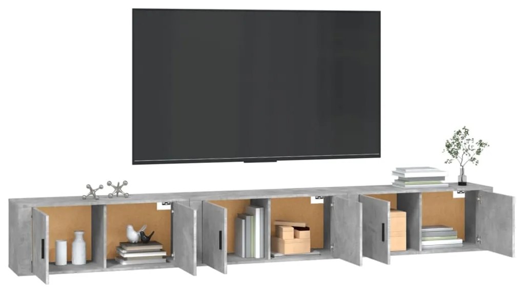 Móveis de TV de parede 3 pcs 100x34,5x40 cm cinzento cimento