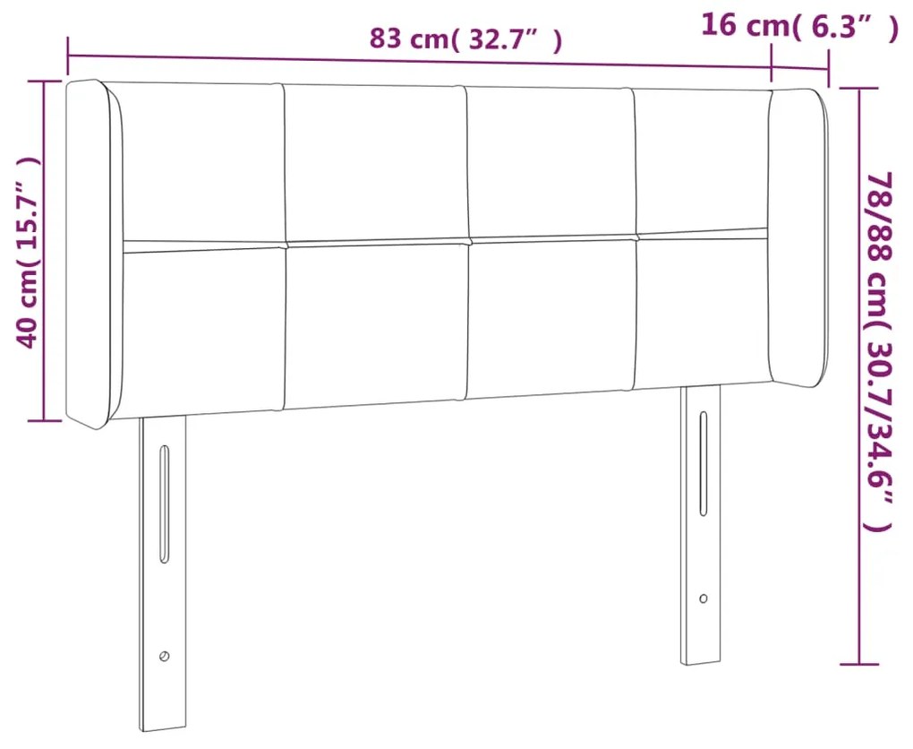 Cabeceira de cama c/ abas veludo 83x16x78/88 cm azul-escuro