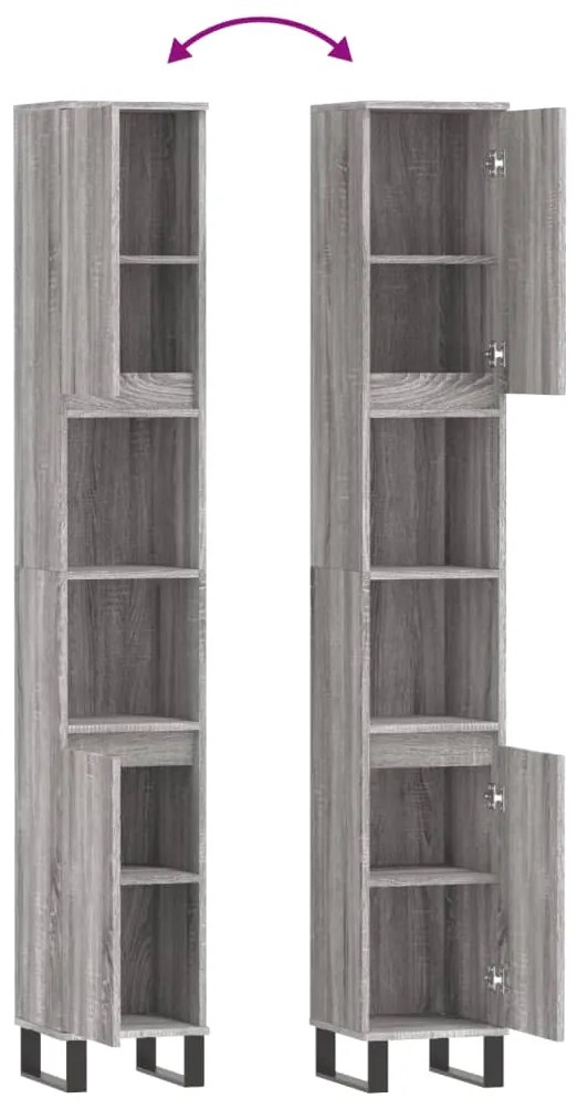 Armário de Casa de Banho 30x30x190 cm derivados de madeira cinzento so