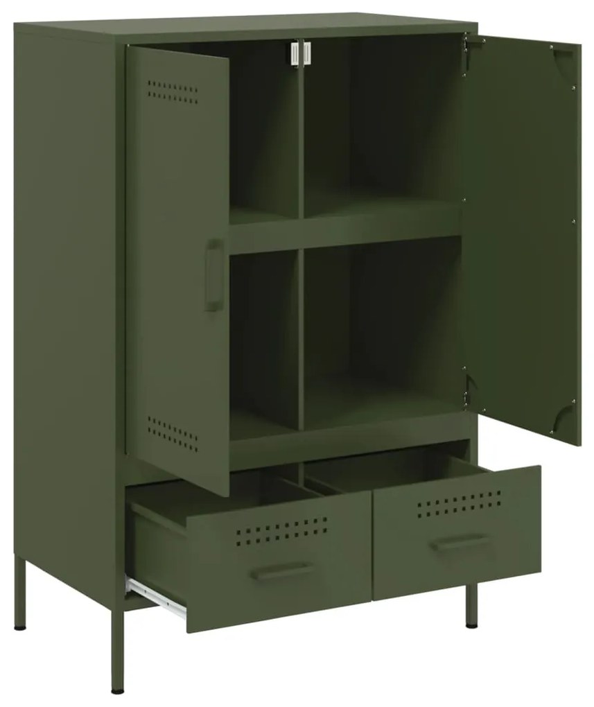 Móvel alto 68x39x101,5 cm aço laminado a frio verde-azeitona
