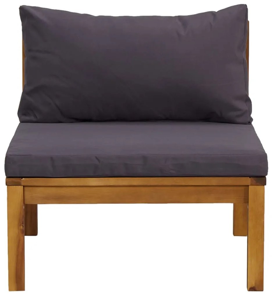 3 pcs conj. lounge de jardim c/ almofadões cinza-escuro acácia