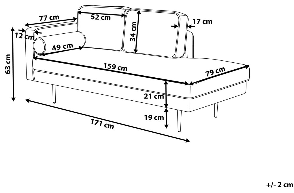 Chaise-longue à esquerda em veludo laranja MIRAMAS Beliani