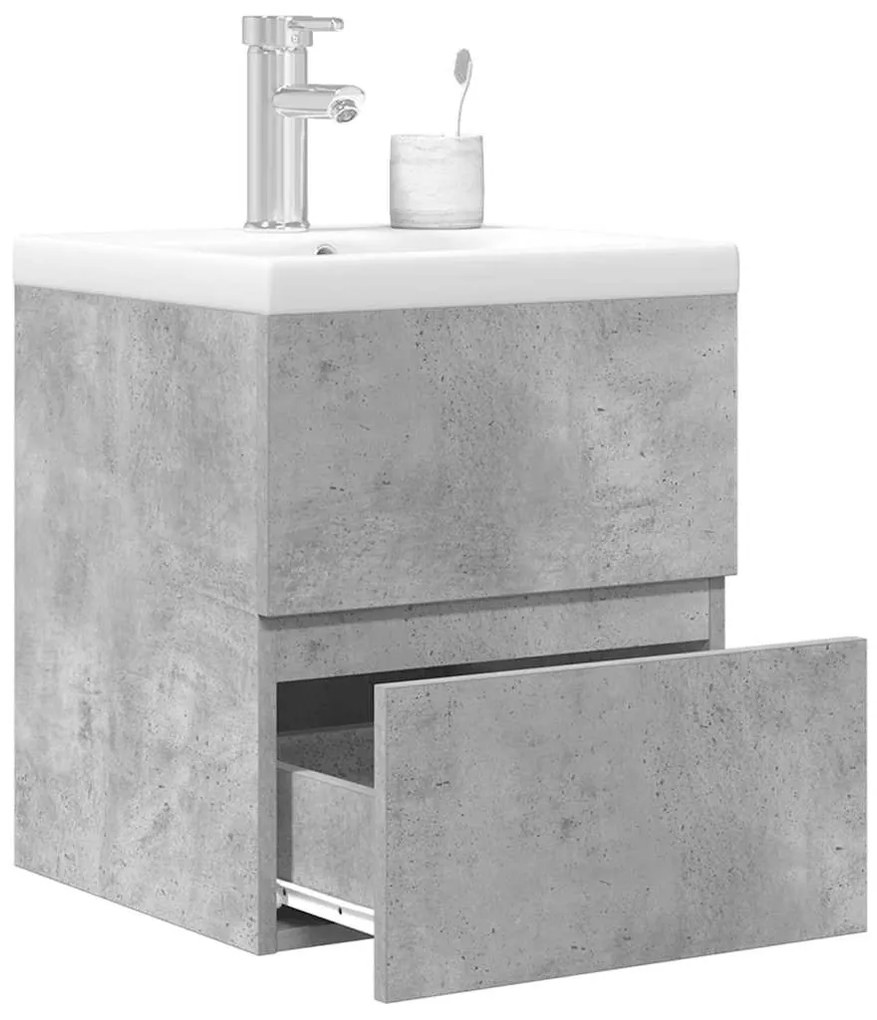 vidaXL 2 pcs conj. móveis casa banho derivados madeira cinza cimento
