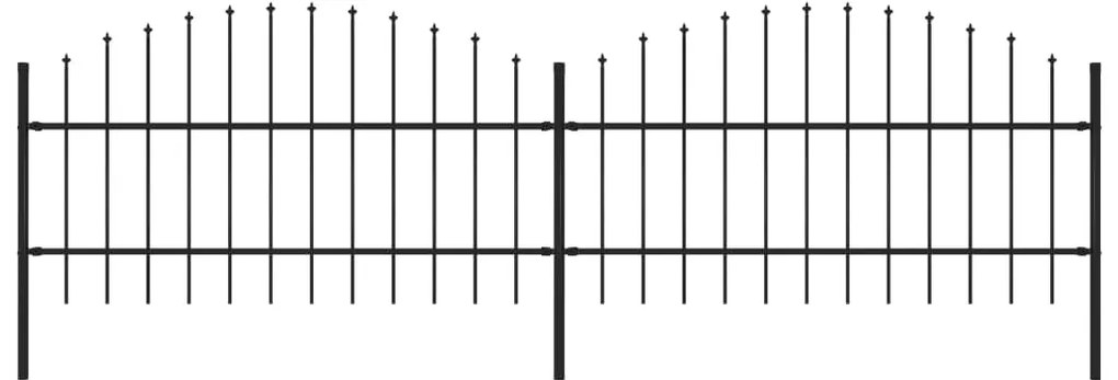 Cerca de jardim com topo em lanças (0,75-1)x3,4 m aço preto