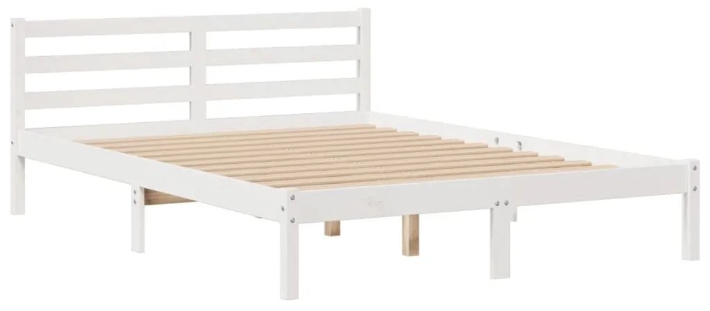 Cama com estante sem colchão 140x200 cm pinho maciço branco