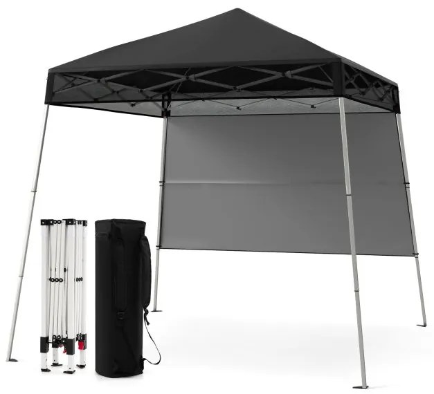Tenda dobrável com dossel e 1 parede lateral, fácil instalação, abrigo para gazebo ao ar livre - cinza